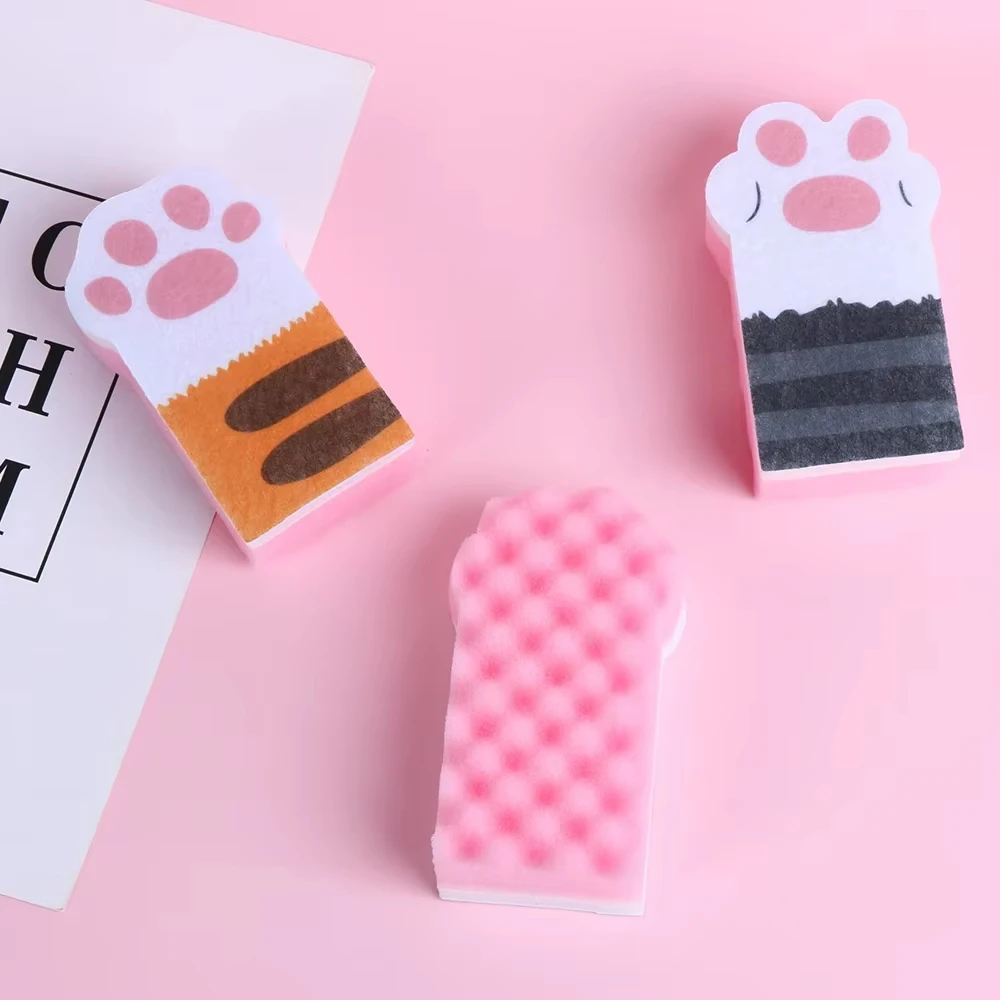 3Pcs Multi-Functional Cat Paw Sponge Brush Magic Wipes Towel Cloth For Dish Pot Cleaning Kitchen Supplies
