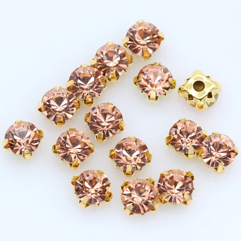 100p 4mm color Sew on crystal glass Diamante Rhinestone jewels Gold Cup Claw Montees 4hole Sewing Stone Beads DIY shoes clothes