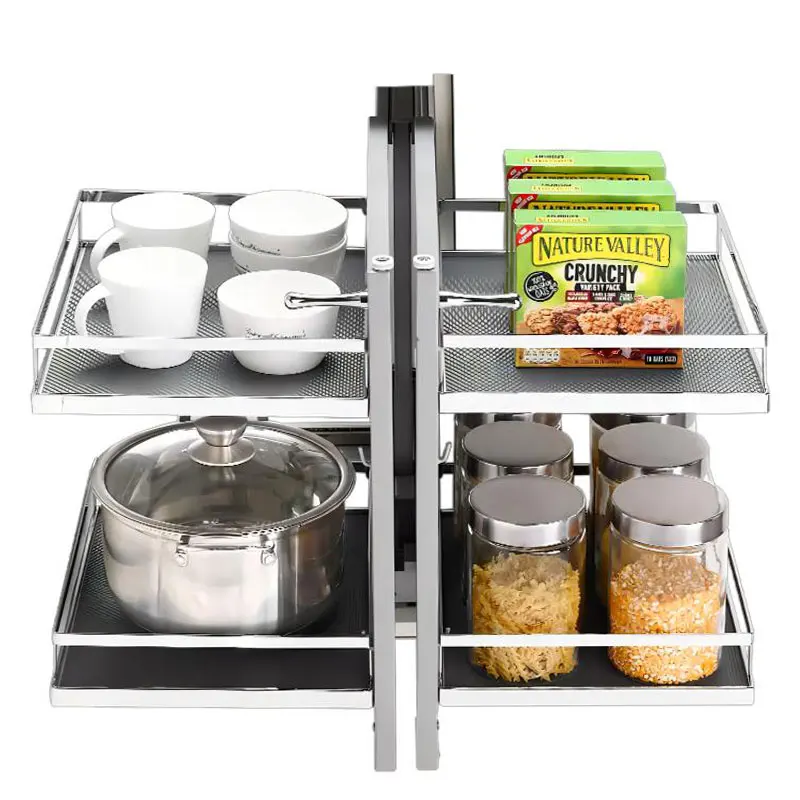 Corner stainless steel pull out kitchen baskets multifunctional kitchen accessories cabinet drawer organization