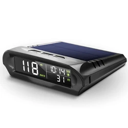 Car Solar Wireless Headup Display GPS LCD Digital Speedometer Overspeed Alarm KMH/MPH Time/Altitude/Temperature/Speed Display
