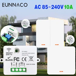 RF433Mhz Remote Control Wireless Light Switch 220V 110V 10A Wall Panel Switch remote Mini Relay receiver Module for Lamp Led Fan