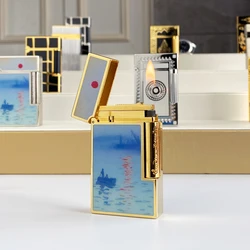 New commemorative edition single and double flame luxury lighter Ping Sound natural paint cigarette smoking butane lighter 11311