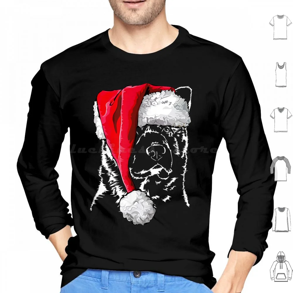 

Funny Akita Santa Christmas Hoodie cotton Long Sleeve Cute Dog Paw For Dog Owners Pet Dogs Dogs Lovers Animals Lover