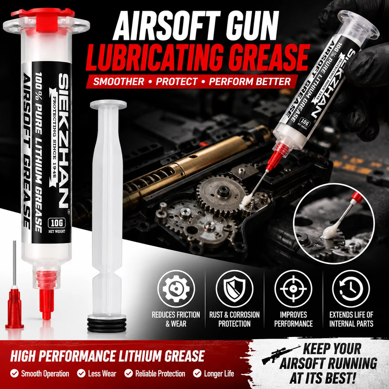 SIKEZHAN Air Rifle Grease Paste, Premium Gear O-Ring Seal Component Smooth Protection Gel for Airgun Maintenance Devices