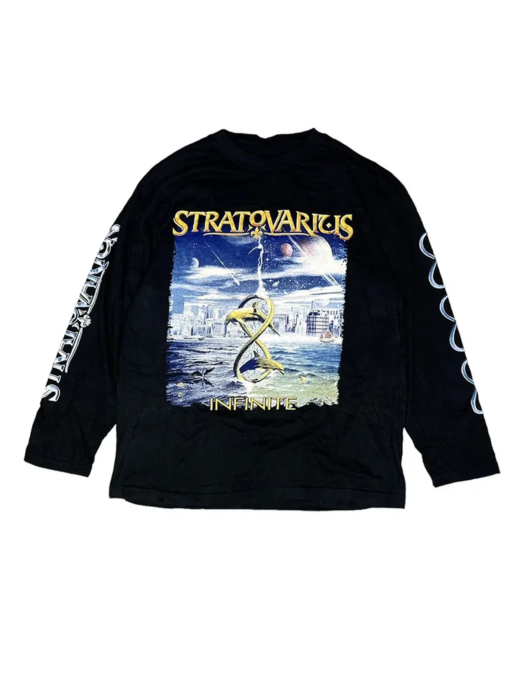 

Хлопковая футболка Stratovarius Heavy Metal Ro Band Long Sve, винтажная американская новая осенняя коллекция, дышащая ...