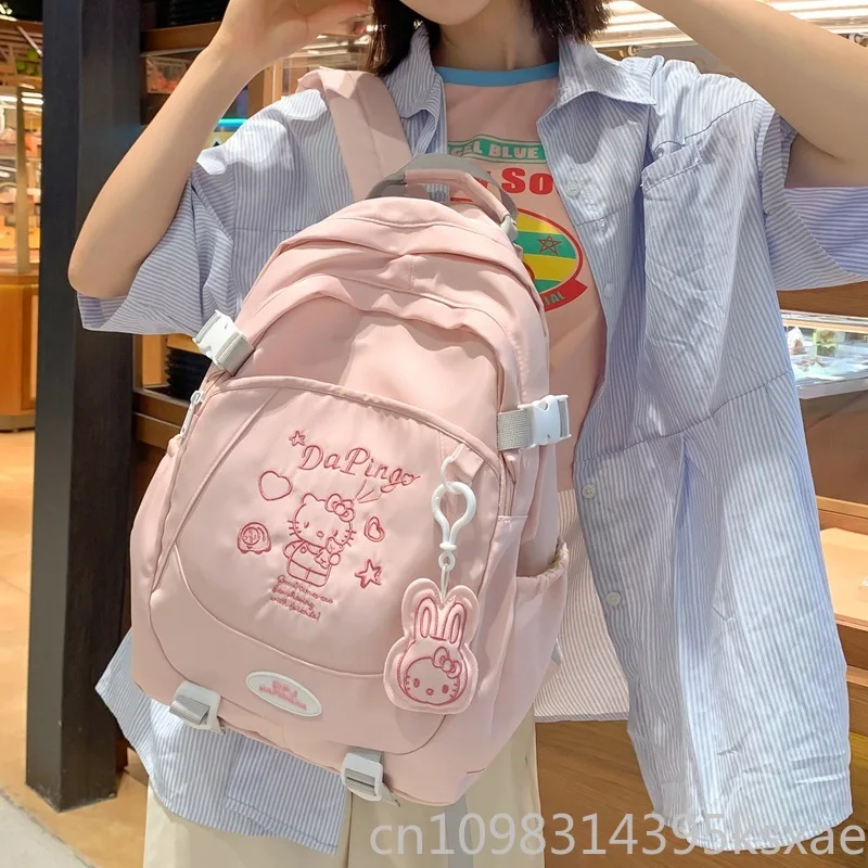 

Sanrio Backpack for Student Girl Cute Large Capacity Hello Kitty School Bag Red Beige Black Red Casual Kawaii Backpacks Portable