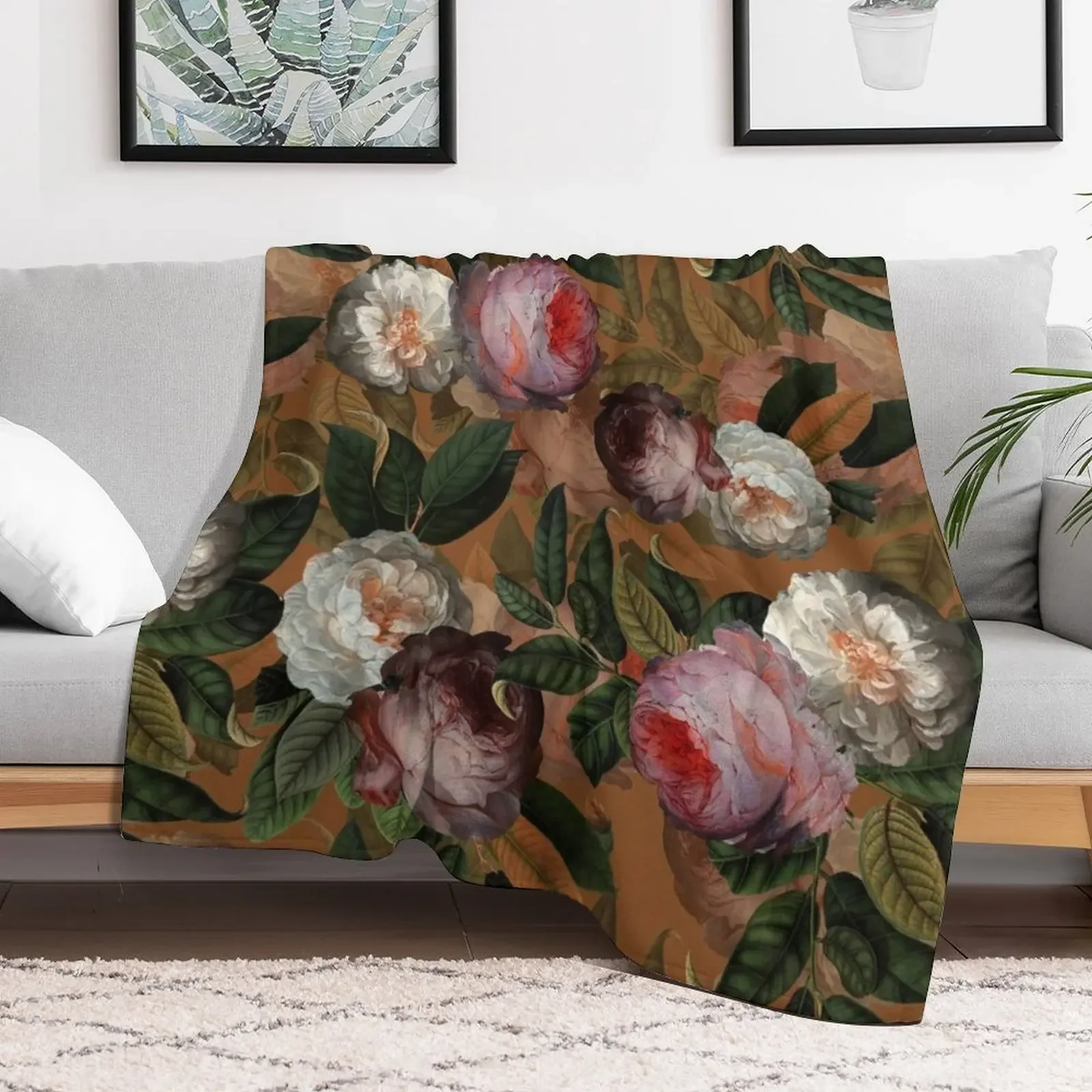 Copper Jan Davidsz. de Heem Vintage Roses Flowers Botanical Garden Throw Blanket Comforter warm winter Blankets