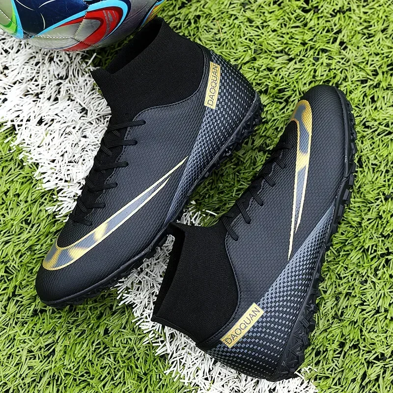 Ultralight Soccer Shoes Men Ankle Football Boots Cleats Training TF Shoes Long Spikes Match Sneakers Adult High Ankle Outdoor