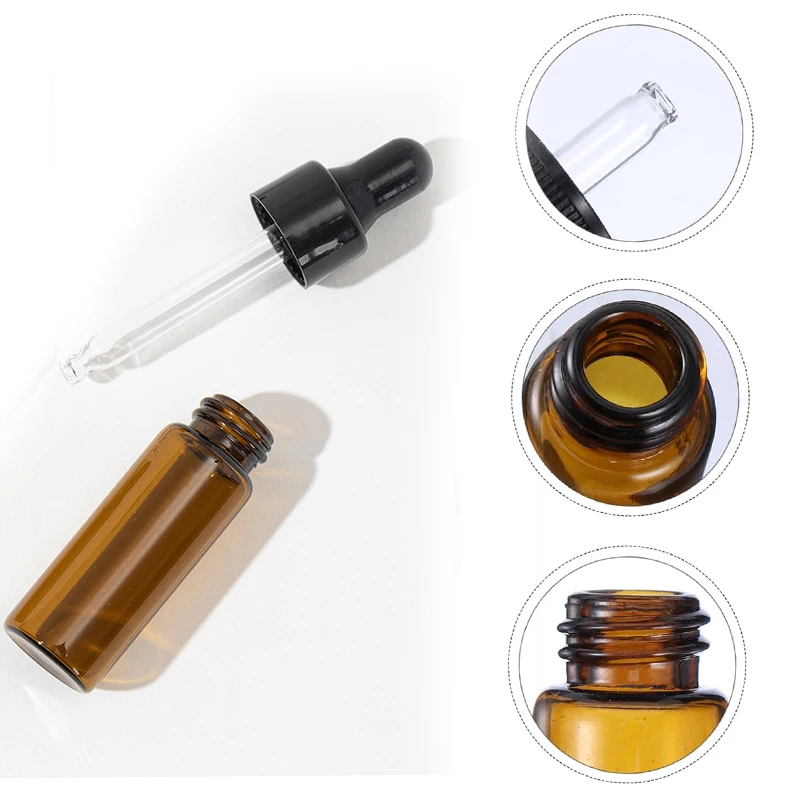 50Pcs 5ml 앰버 유리 에센셜 오일 병 오일 혼합물 향수 실험실 화학에 대 한 빈 리필 여행 액체 샘플 유리 병