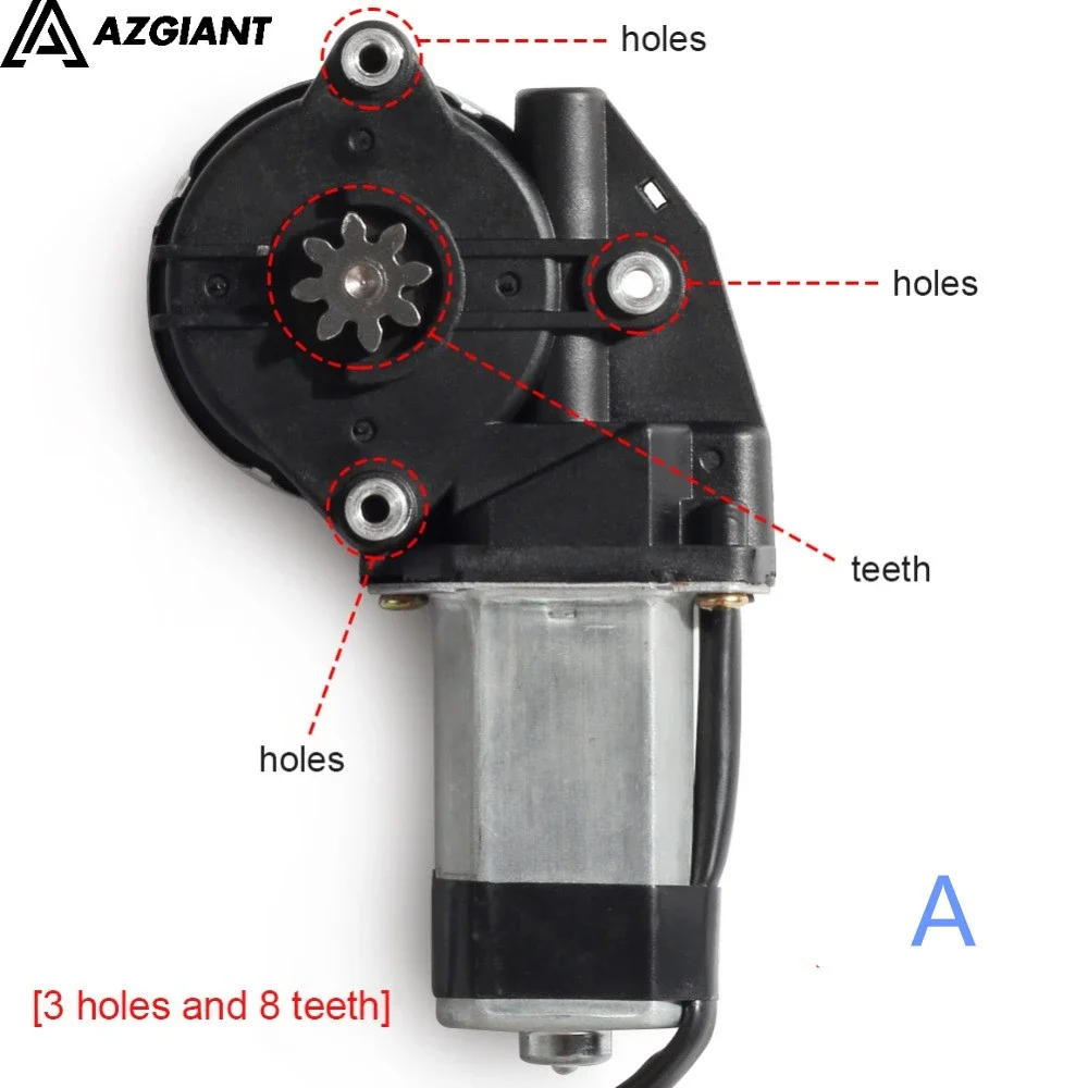 AZGIANT 12V/24V 3 hole 8 gear/teeth electric car Window lifter motor Power Windows Motor Regulator Left/ right  torx pinion