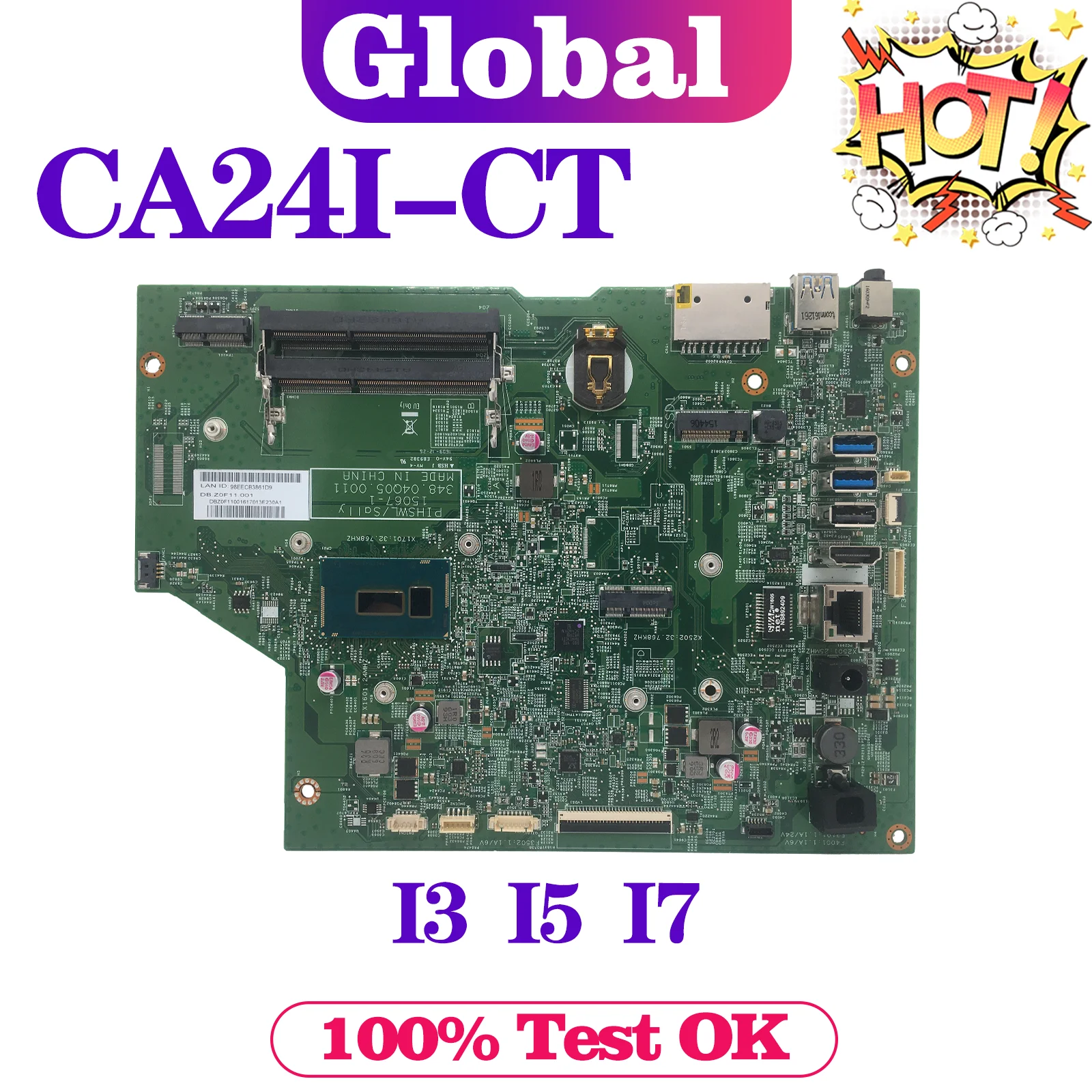 

KEFU Laptop Motherboard For ACER Aspire CA24I-CT CA24I-UR62 CA24V-CT PIHSWL/Sally 15067-1 Notebook Mainboar i3 i5 i7 UMA