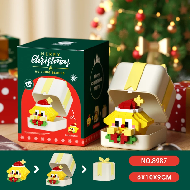 Creative New Product Christmas Building Block Series Deer Snowman Animal Cartoon Daruma Egg Brick Model Toy ren's Christmas Gift