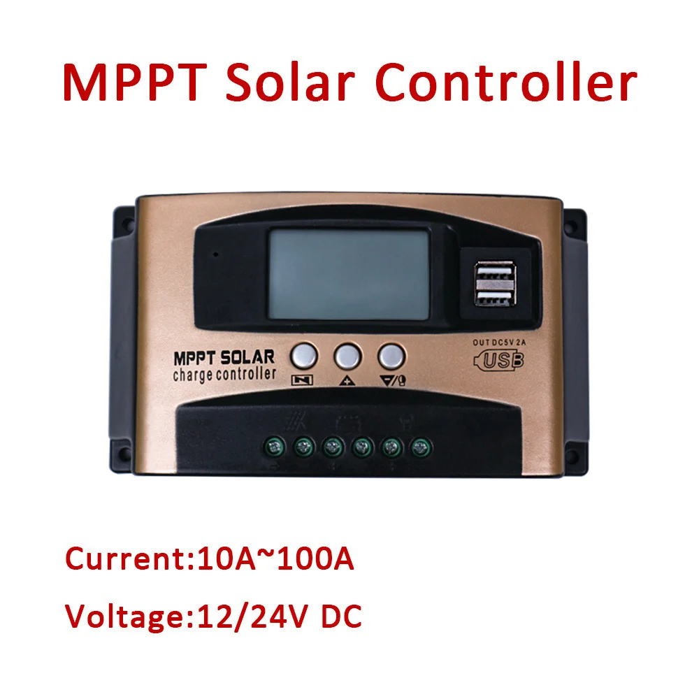 

40A Solar Mppt Controller USB Port Solar System 12V 24V DC Regulator For Solar Panel LCD Battery Charger 50A 100A Home Appliance