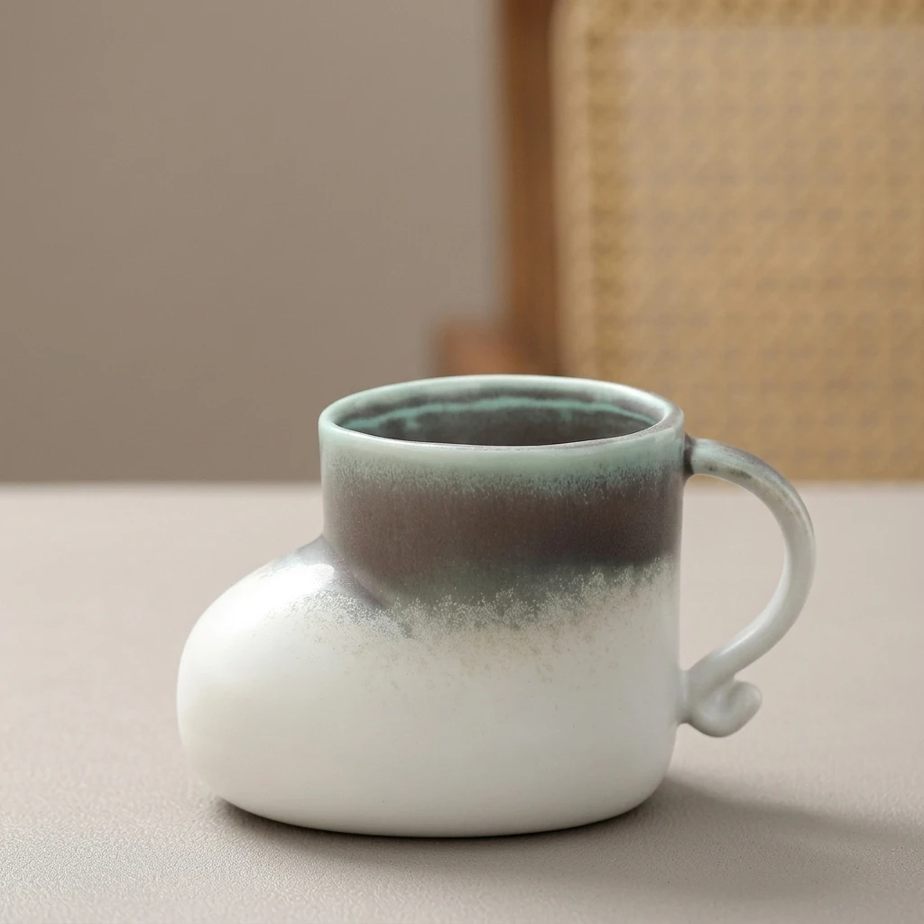 Creative Irregular Ceramic Mug With Handle 250ml Versatile Mug For Cold Drinks And Juices