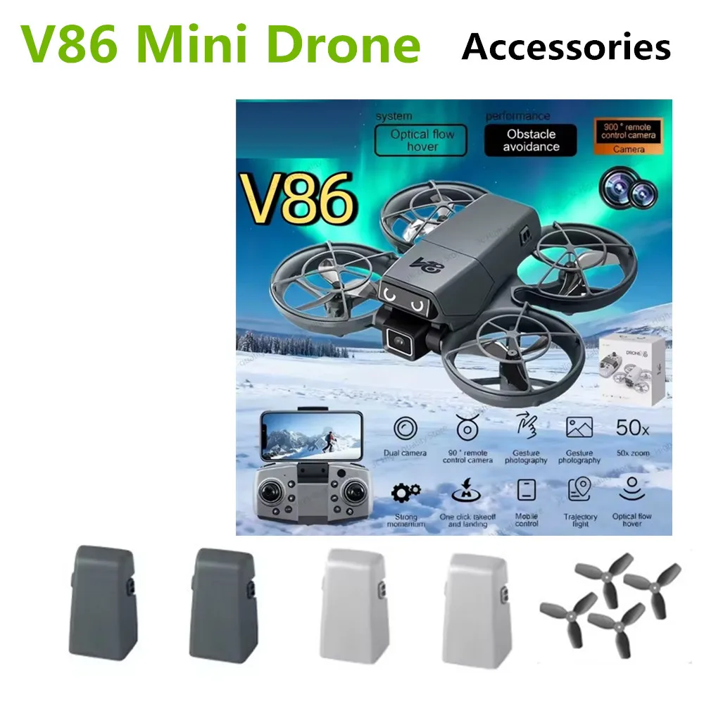V86 Drone Battery 3.7V 700mAh V86 Mini Drone Propeller Maple Leaf V86 Drone Original Accessories