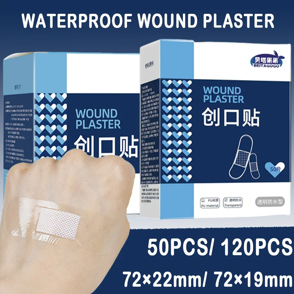 50/120Pcs Transparent Wound Plaster Waterproof Invisible Bandage Safety Survival Hide Scars Woundplast Home First Aid Kit