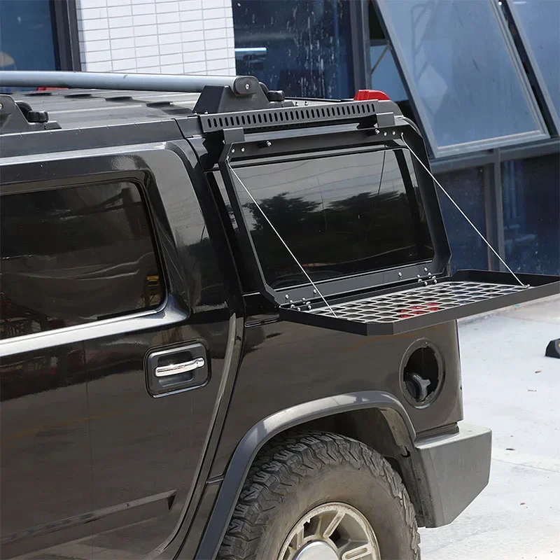 

For Hummer H2 03-09 Aluminum Alloy Black Car Rear Window Glass Folding Storage Shelf Tailgate Table Armor Shelf Car Accessories