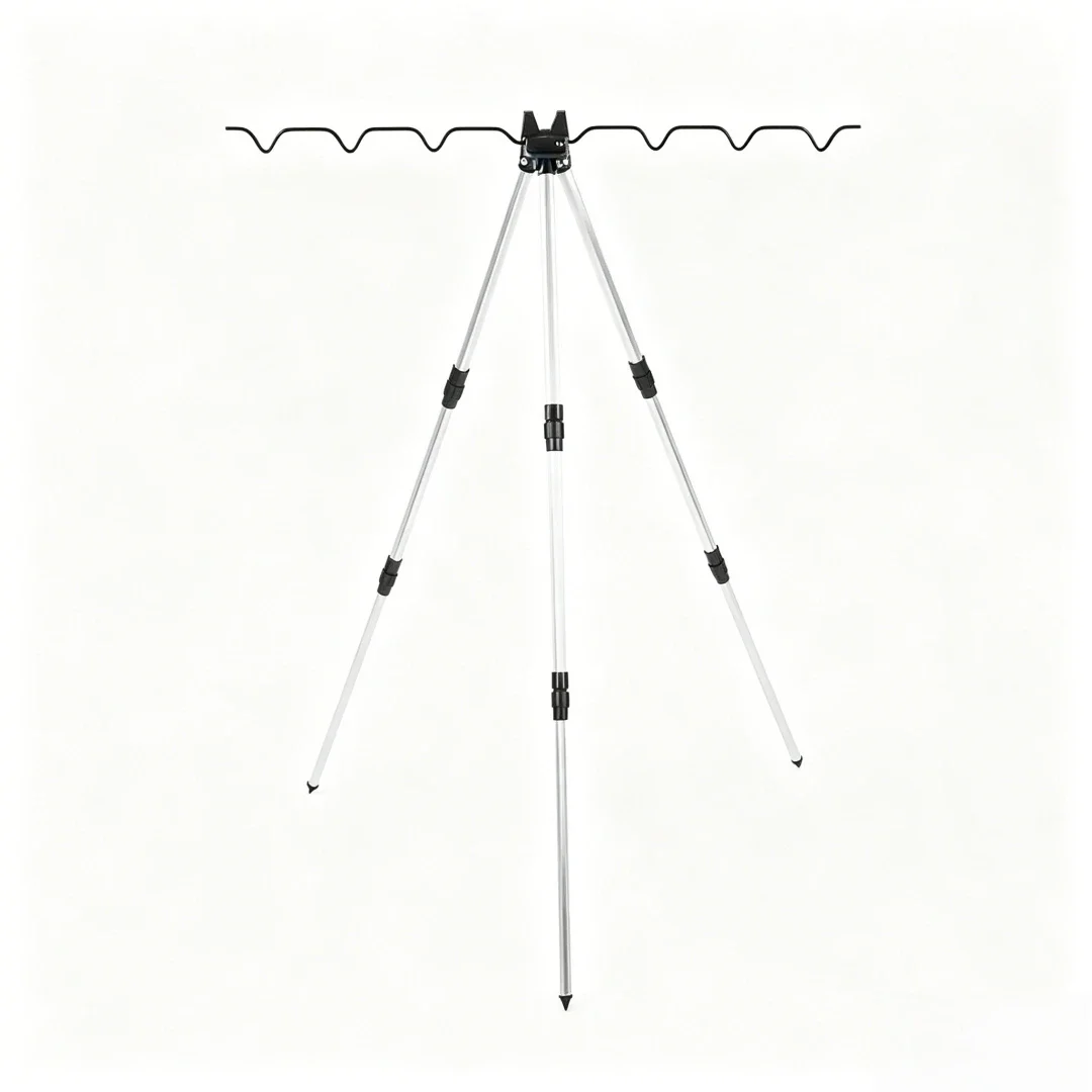 Telescopic Fishing Rod Tripod Holder, Lightweight Aluminum Foldable Multi Poles Support Bracket for Outdoor Beach Fishing view 3
