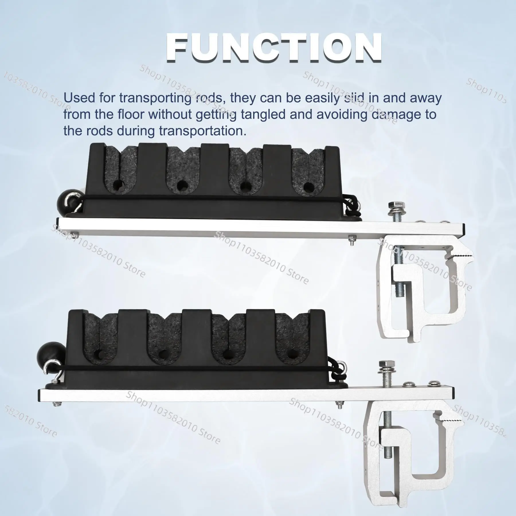 Aluminum Clamp for Fishing Rod Mount, 4 & 6 Hole Truck Fly Fishing Pole Holder Bracket
