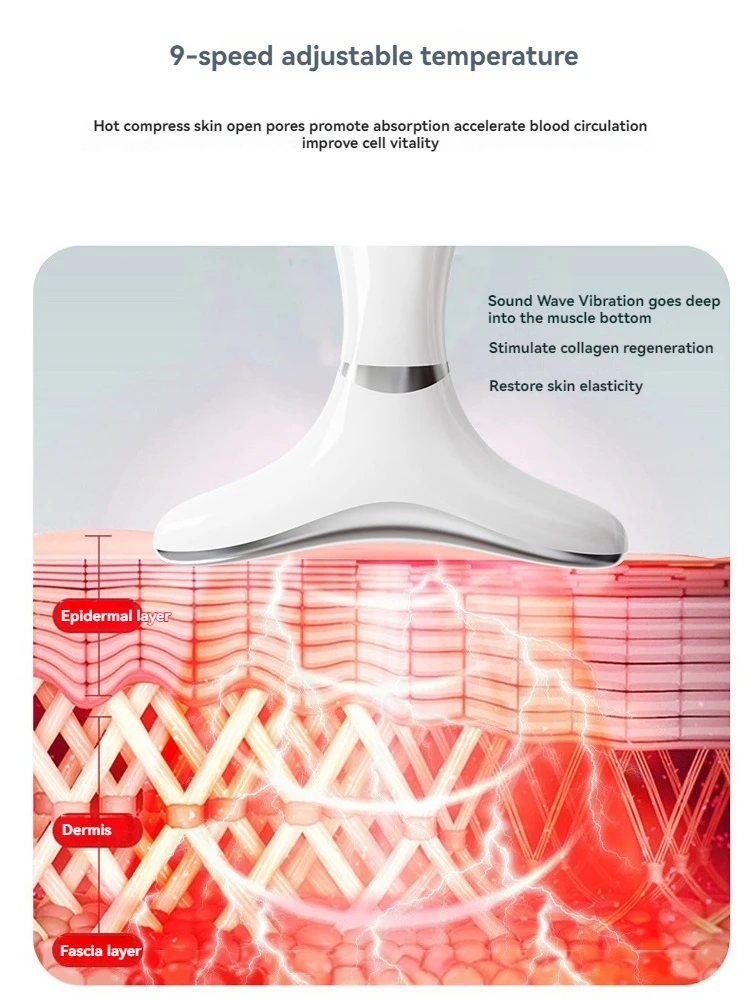 مكركرنت الرقبة تجديد جهاز ضخ الوجه اللون العلاج بالضوء 9-Level العلاج الحراري 3-Level الاهتزاز تدليك #4