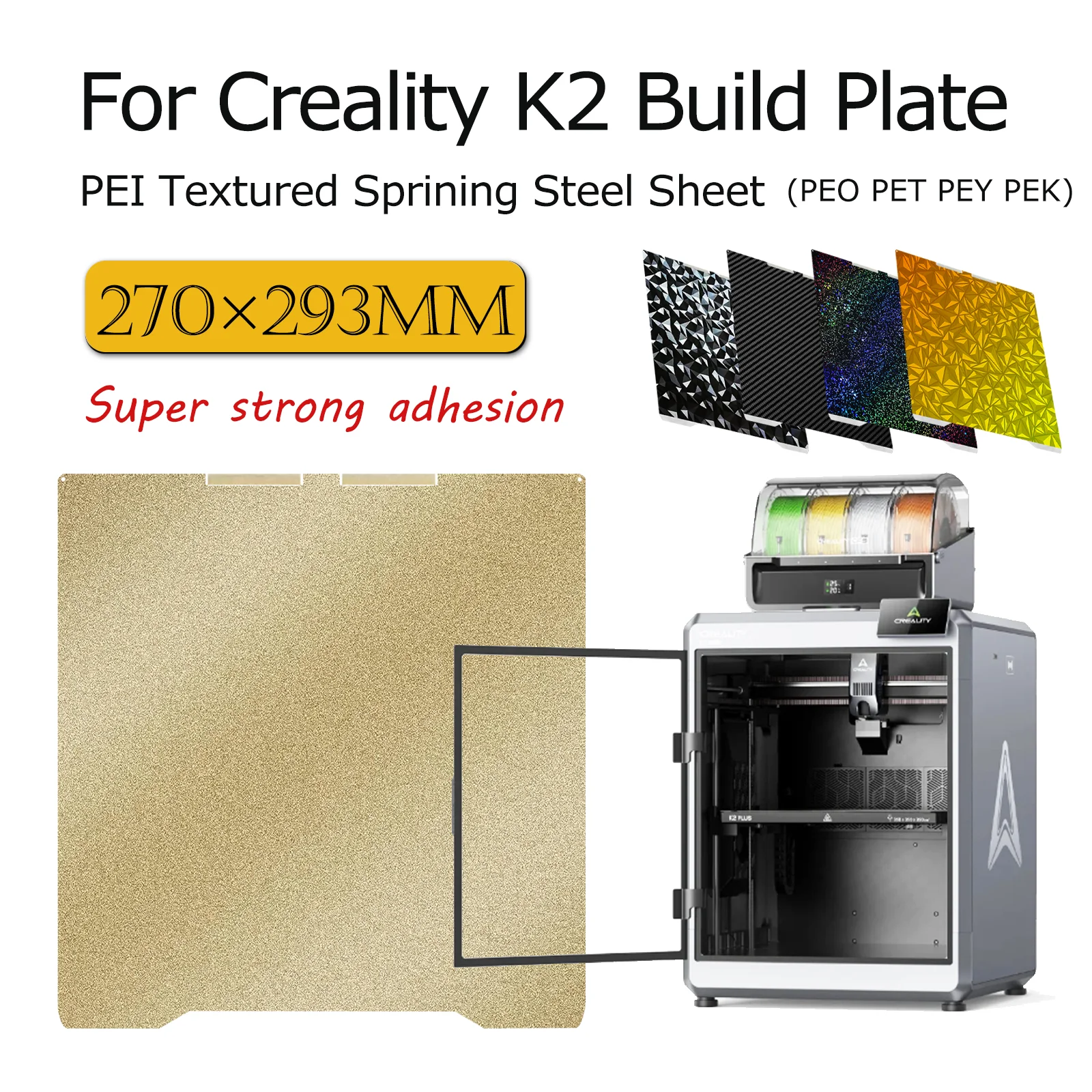 

K2/K2 Combo Build Plate Double Sided Textured PEI PET PEO PEK PER Carbon Fiber For Creality K2 Hot bed 3D Printing Parts