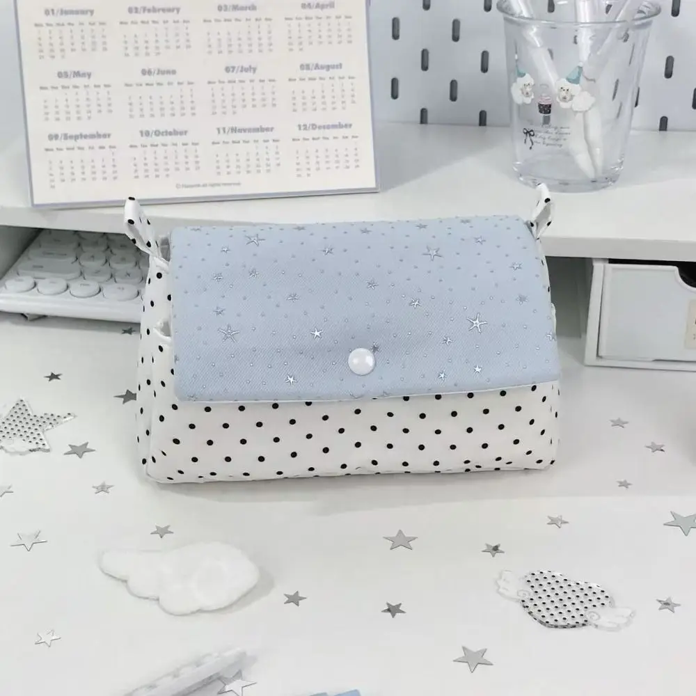Ins Style Polka Dot Star Print Cosmetic Bag Multi-Purpose Portable Storage Pouch Large Capacity Makeup Bag
