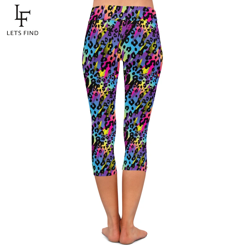 LETSFIND Summer New High Quaility Women Capri Leggings Fashion 3D Leopard Print Fitness Sexy Slim Stretch Mid-Calf 3/4 Pants