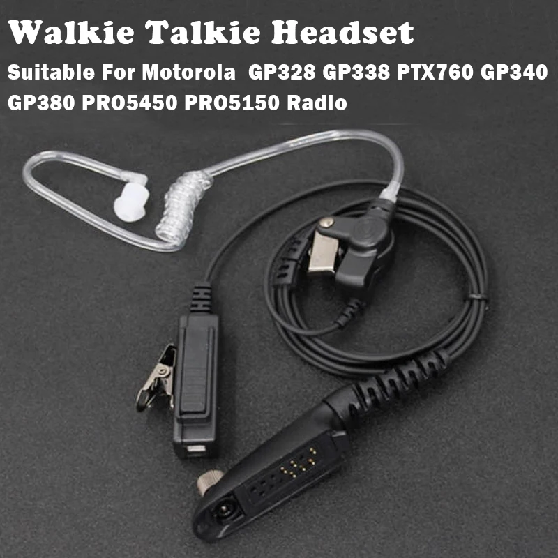 2 way Radio Air Acoustic Tube Earpiece Headset Mic PTT For Motorola GP328 GP338 GP340 GP380 PRO5450 PRO5150 HT750 Walkie Talkie