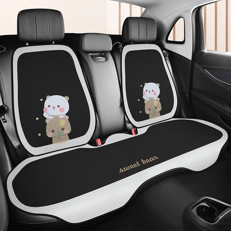 2024 Cute Cartoon Car Seat Cushion Fashion Breathable Ice Silk Car Seat Cushion Cover Anti Slip Dust Proof Interior Accessories