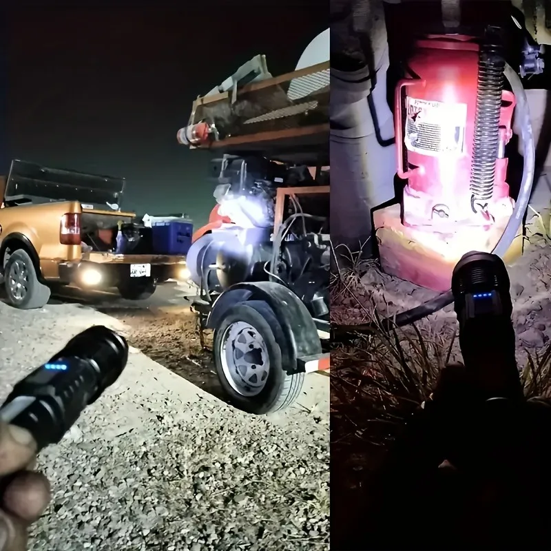 2pcs Rechargeable Zoomable Super Bright Flashlight for Emergency Power Outage, for Outdoor Camping, Hurricane