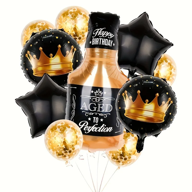 10 stücke Whisky Flasche Schwarz Pentagramm Ballon Set Bier Festival Dekoration Geburtstag Partei Liefert Festival Fotografie Ballon