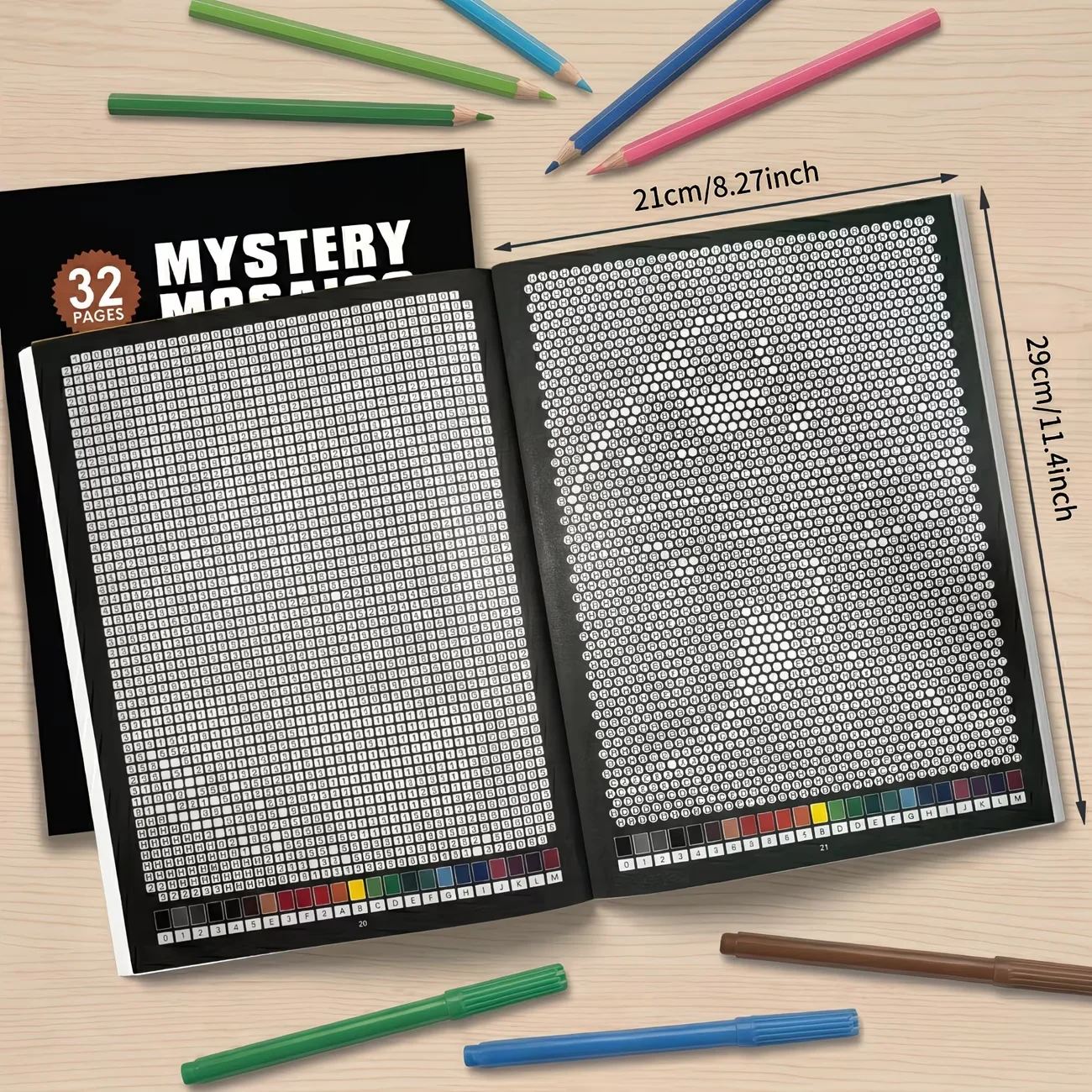 Mystery Mosaics Color by Number Coloring Book 32 Pages Pixel Art Activity Book for Adult Stress Relief Creative Drawing Workbook image 5