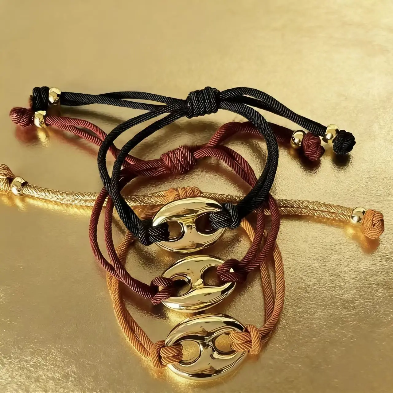 2026 New Polyester Rope Personalized Women's Bracelet Trendy Fashionable IN Style High-end Retro Pig Nose Bracelet Jewelry
