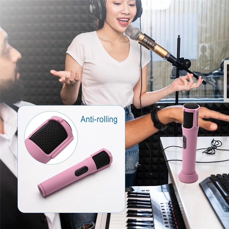 B24B 2Pcs Silicone Case For  Partybox Wireless Microphone Anti-Rolling Protective Case With Base Microphone Case