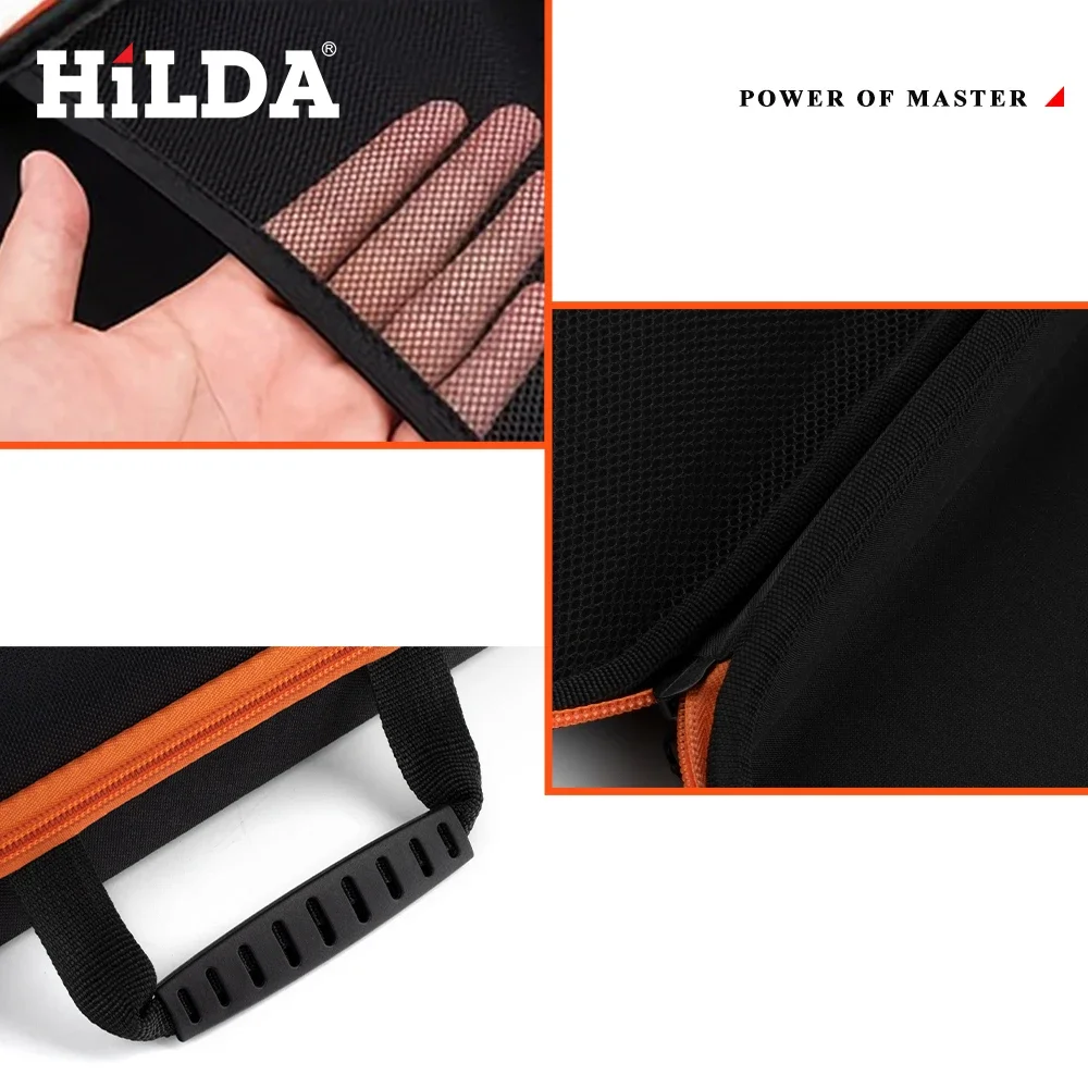 HILDA Large Capacity Tools Bag Tools Waterproof Tool Bags Electrician Hardware Tools Bag Black and Orange Multifunctional Toolki