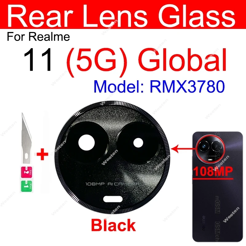 For Realme 11X 11 11 Pro 11 Pro Plus 5G Rear Lens Glass Back Camera Glass Lens with Adhesive Sticker Parts