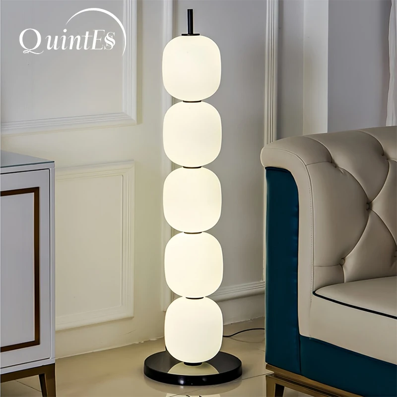 Modern Simple LED Vertical Lamp with Glass Lampshade Marble Finish Decorative Floor Lamp for Living Room Corner