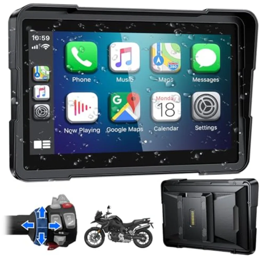 

Motorcycle CarPlay GPS Navigation Screen for BMW: 7 HD 1000 Nits, IP67 Waterproof, Android Auto, Native Wonder Wheel, Data Read