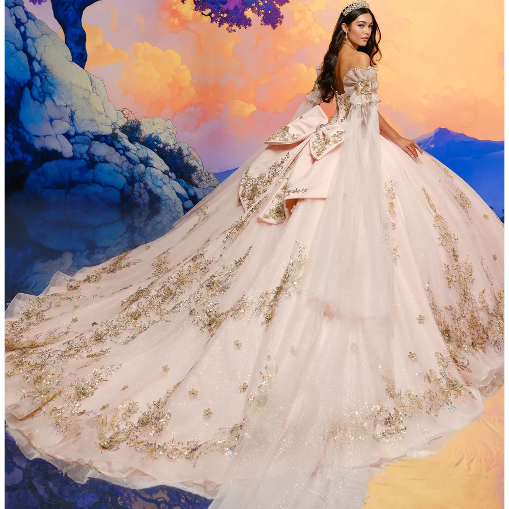 

Quinceanera Dresses Ball Gown Sweetheart Sparkly Beaded Bow Mexican Sweet 16 Dresses 15 Anos