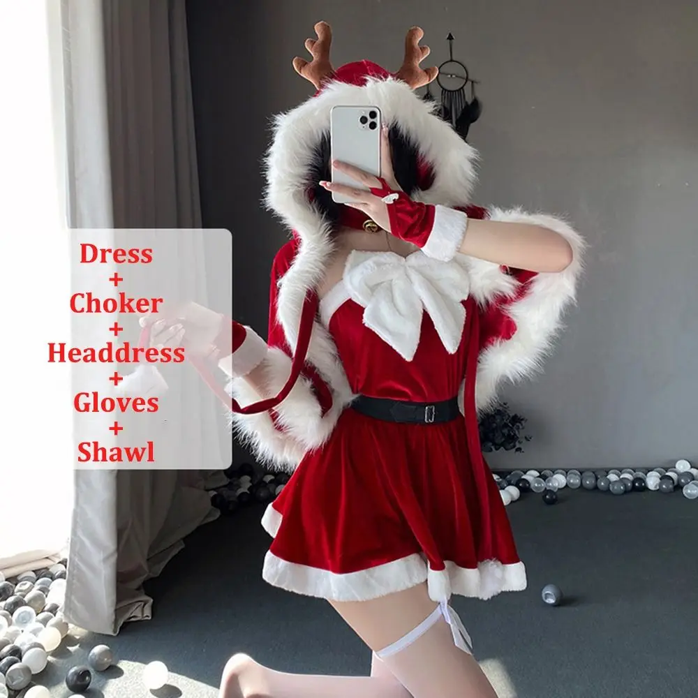 Robe de noël en velours rouge, Costume de fête de carnaval, Costumes de Cosplay, tenue de fête de vacances, nouvelle collection