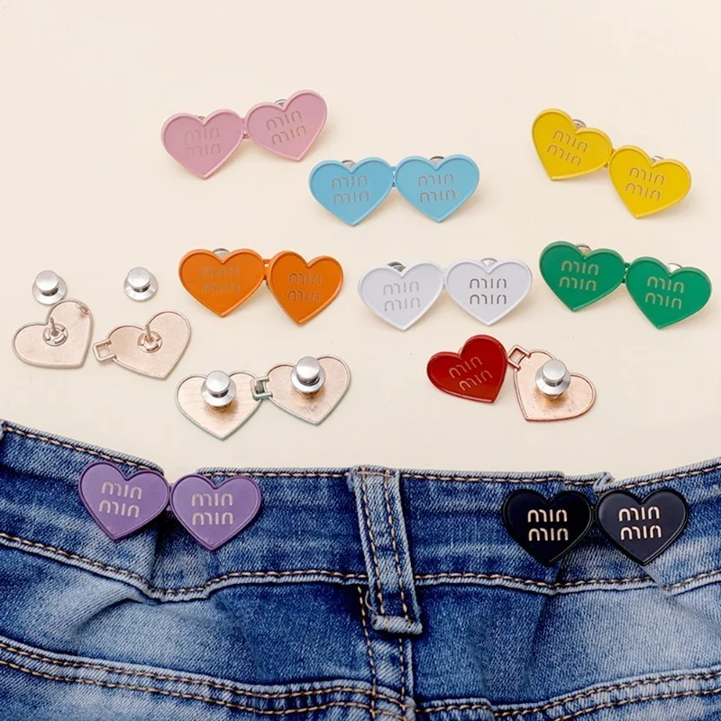 Tight Waist Divine Weapon Heart-shaped Dopamine Colorful Waist Button Waist Circumference Adjustment Pants Fixing Belt Buckles