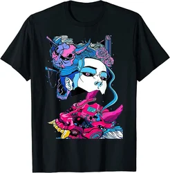 Cyberpunk Aesthetic Samurai Demons Mask Japanese Girl unisex T-Shirt