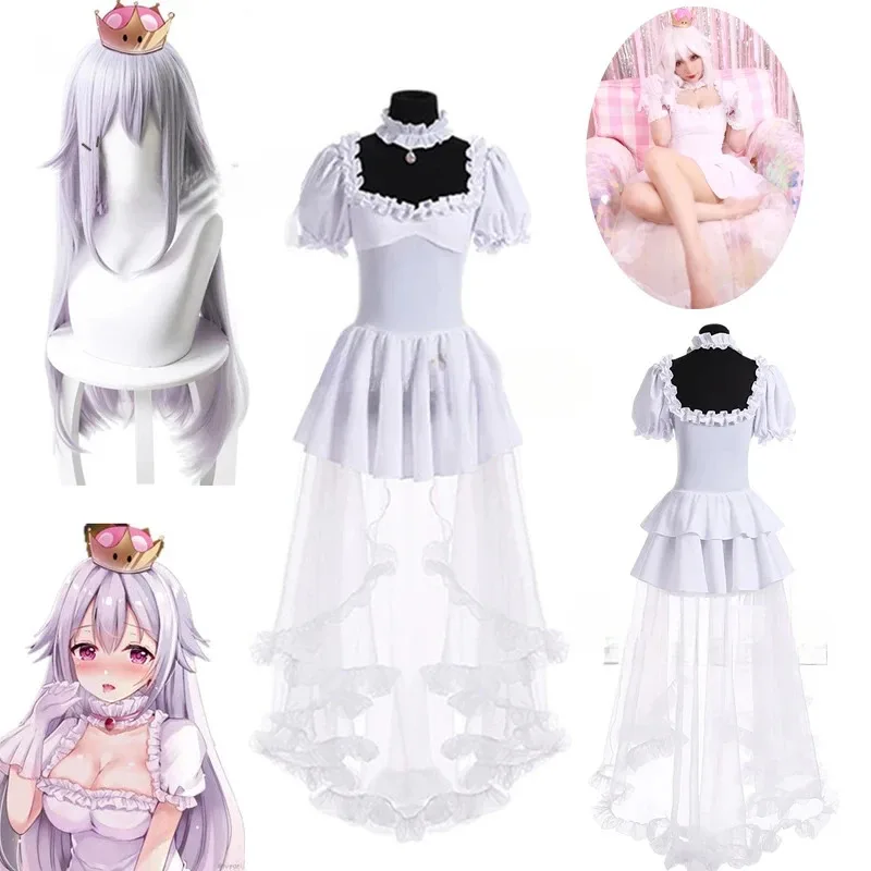 

Boosette Косплей Костюм Принцесса Копа Белый 7S036BGF Длинные платья Серьги-короны Парики Bowsette Косплей Одежда на Хэллоуин