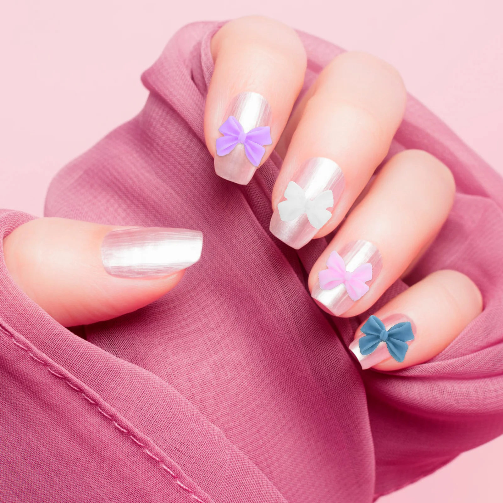 

30pcs Bow Nail Charms Resin Decorations for Women Fake Nails Manicure Accessories Prom Birthday Party New Year Small Size Home