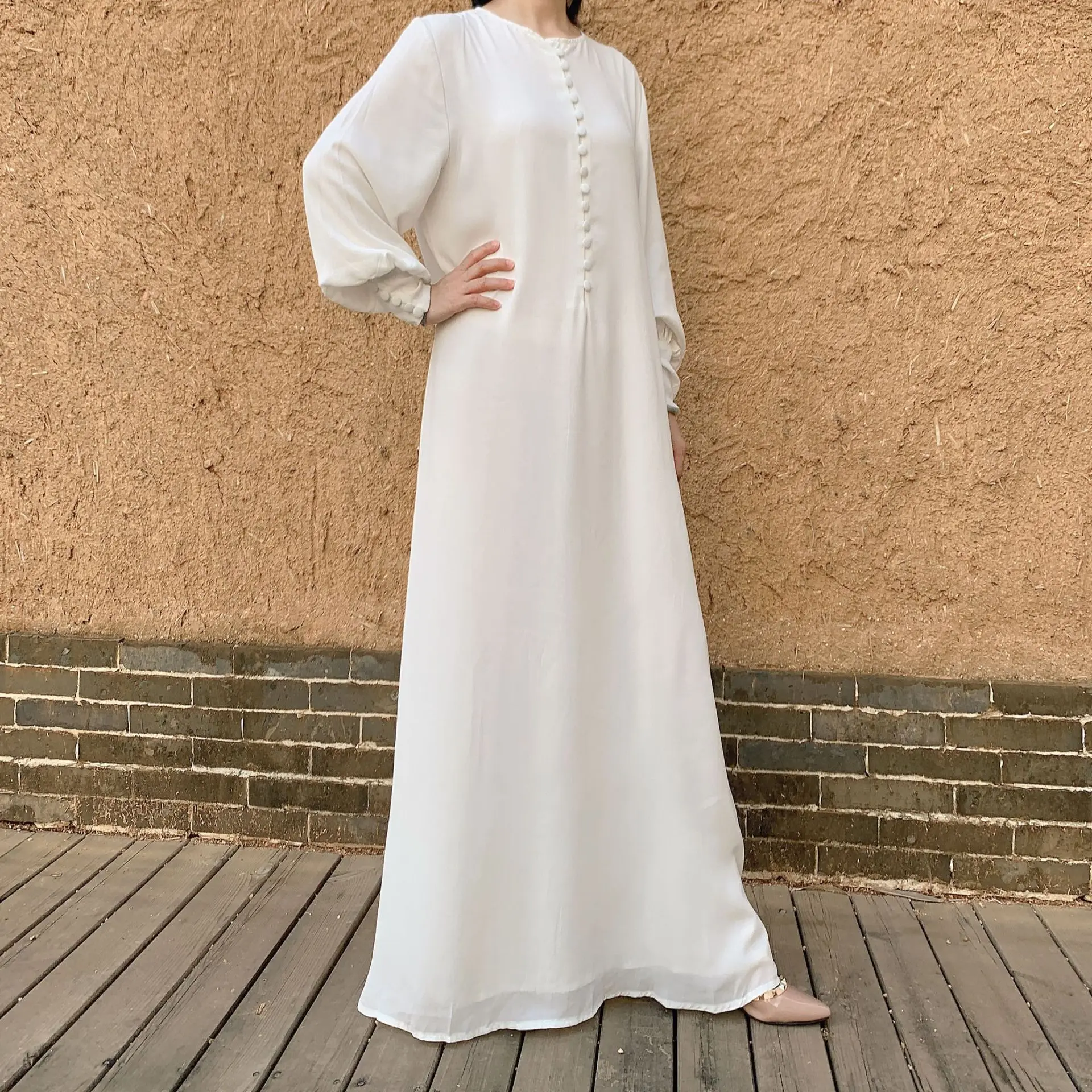 Eid Prayer Clothing Chiffon High Quality Muslim Abayas For Women Malaysia Turkey Islam African Dresses With Belt Summer Robe