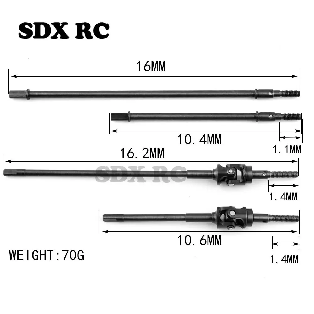 Hardened Steel AR60 Axles Universal Joint Drive Shaft Rear Straight Shaft for 1/10 RC Crawler Axial RR10 90048 WRAITH OP Parts