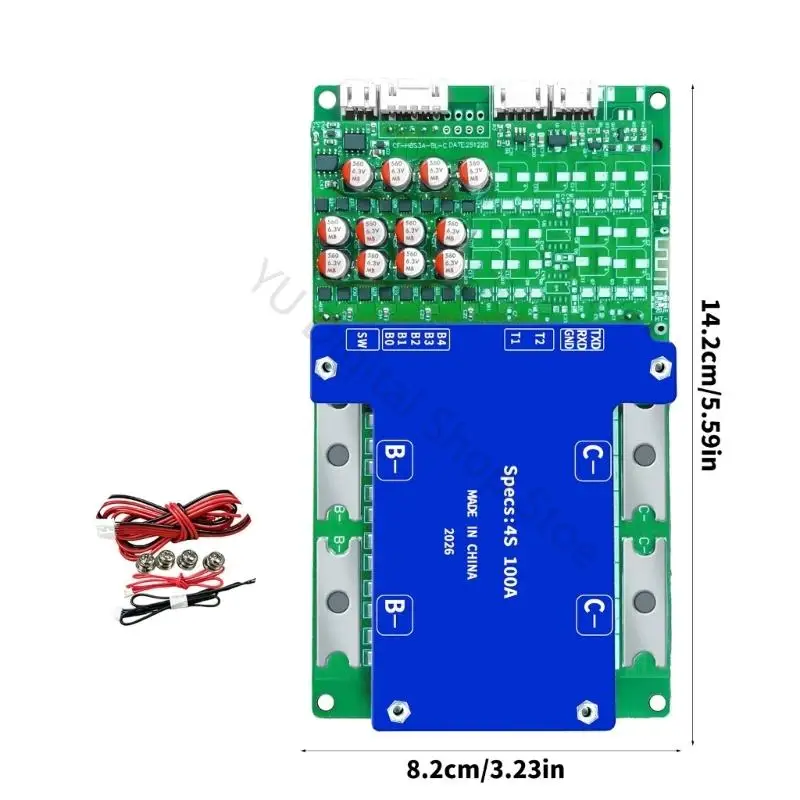 96BA Kleinformatiges LiFePO4-Batteriemanagementboard 142 x 82 mm für 4S 12V-Pack-Builds, 100A-Zellenmanagement mit aktiver – Detail 6
