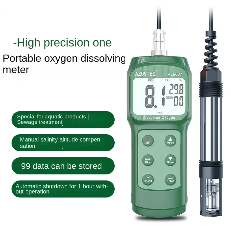 Latest AE6607 Upgraded Dissolved Oxygen Meter Portable Dissolved Oxygen Meter For Aquaculture Tool
