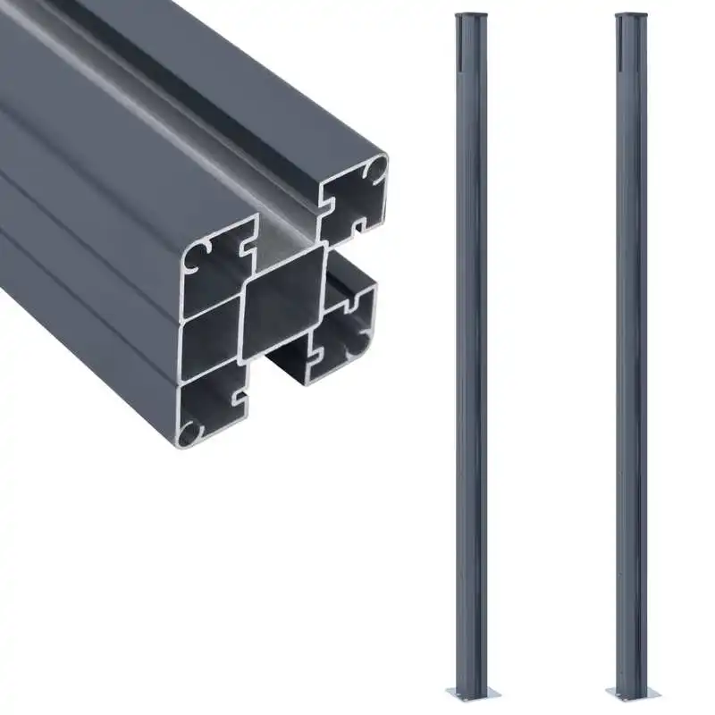 Zaunpfosten, 2 Stück, dunkelgrau, 185 cm, Aluminium
