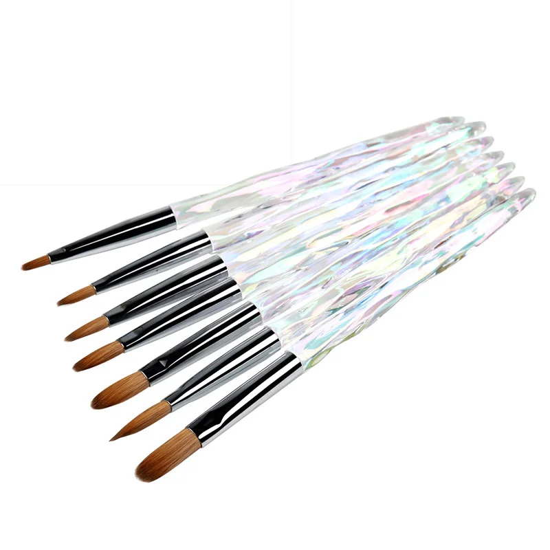 Reine Kolinsky Acryl Nagel Pinsel Kristall Griff Nagel Verlängerung Werkzeug DIY Carving Nägel Kunst Stift Werkzeug Acryl Pulver Nail art pinsel